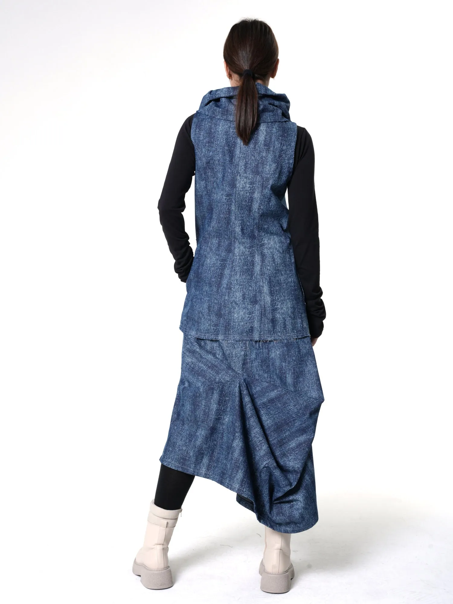 Sleeveless Asymmetric Denim Vest