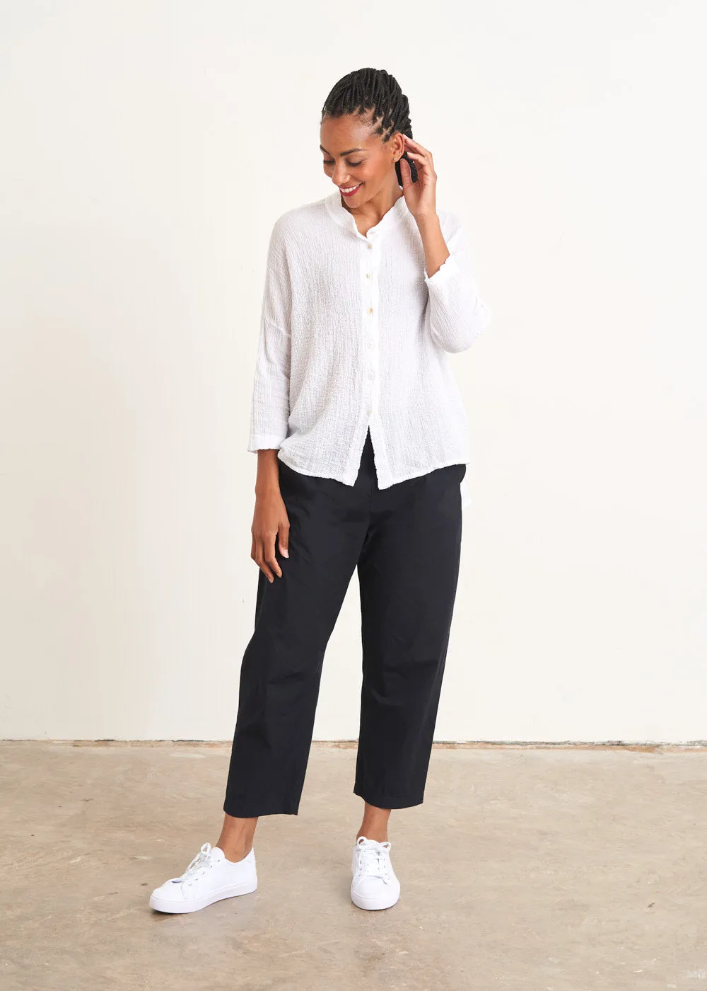 TAMARA WAFFLE SHIRT - WHITE