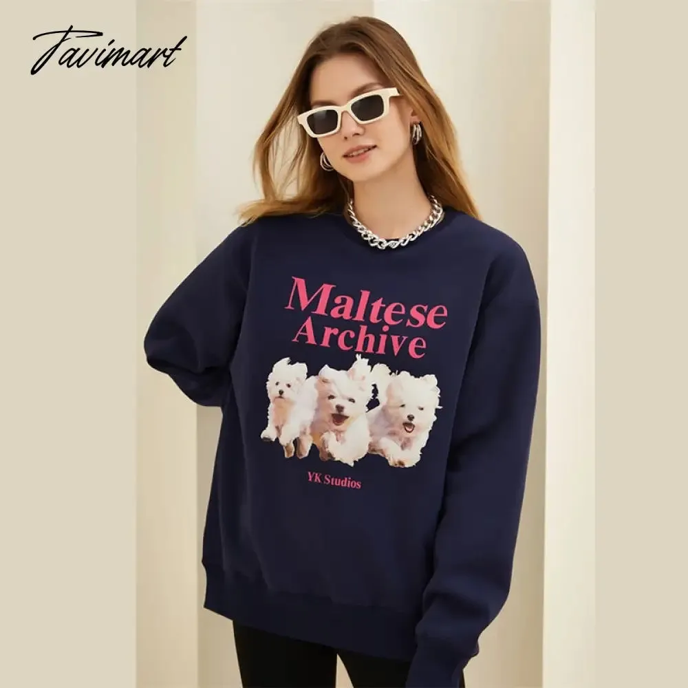 Tavimart Korean Designer Cute Streetwear Fashion Vintage Y2K Sweatshirt Winter Fleece Long Sleeve Pullover Crewneck Sweatshirt Women