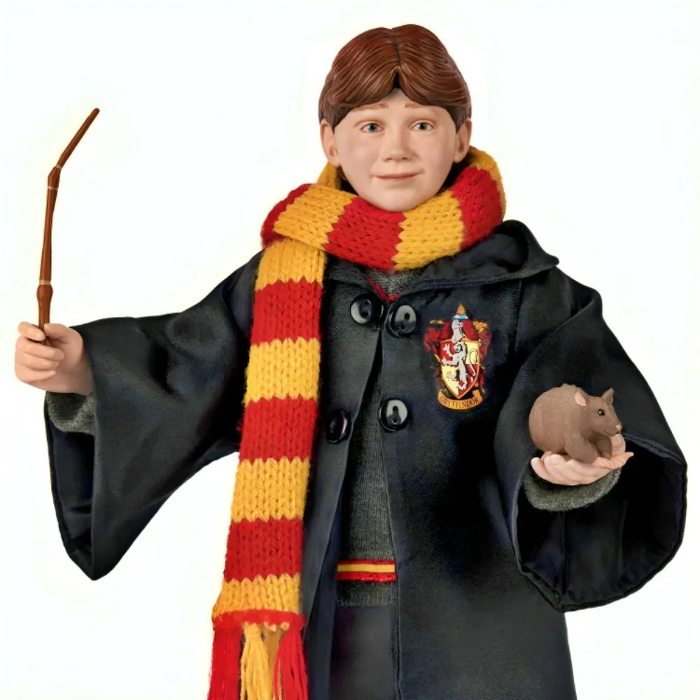 The Ashton-Drake Galleries Harry Potter Year One Portrait Collection Issue #5: "Ron Weasley" Handcrafted Figure with Poseable Arms Gryffindor Outfit Broken Wand and Scabbers 10.5-inches