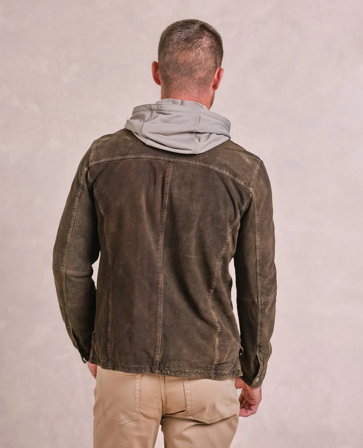 The Gimos - Suede Trucker Jacket w/Removable Hoodie - Teak