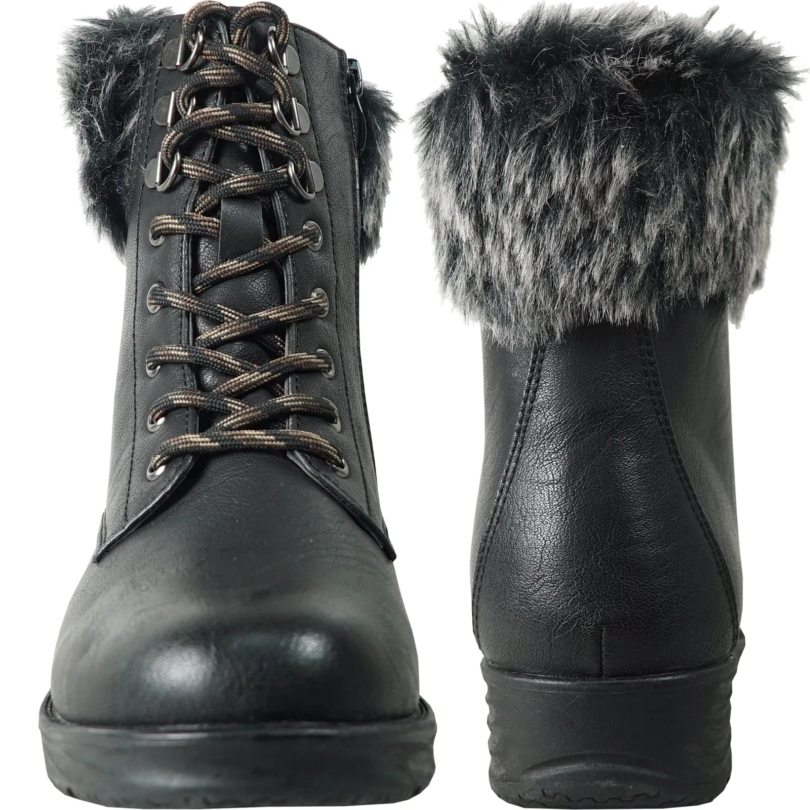 VANGELO Canada Waterproof Women Boot HF2604 Ankle Winter Fur Casual Boot Black