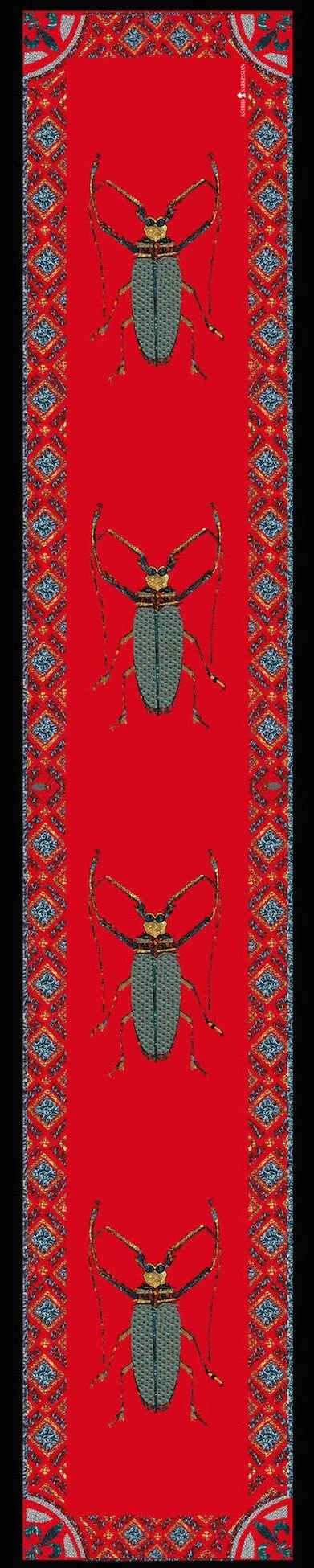 Vermin Red Long Silk Scarf