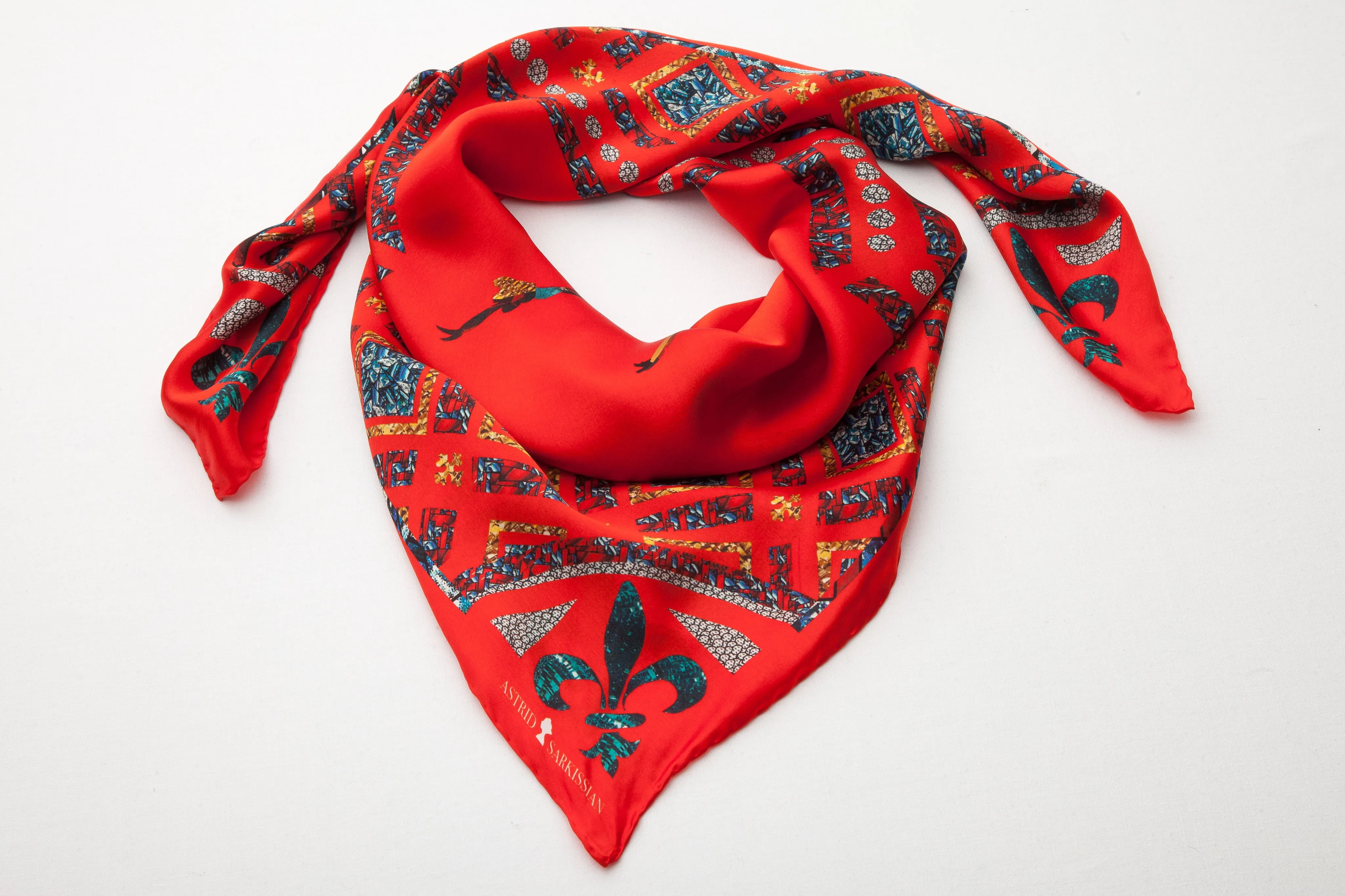 Vermin Red Silk Satin Scarf