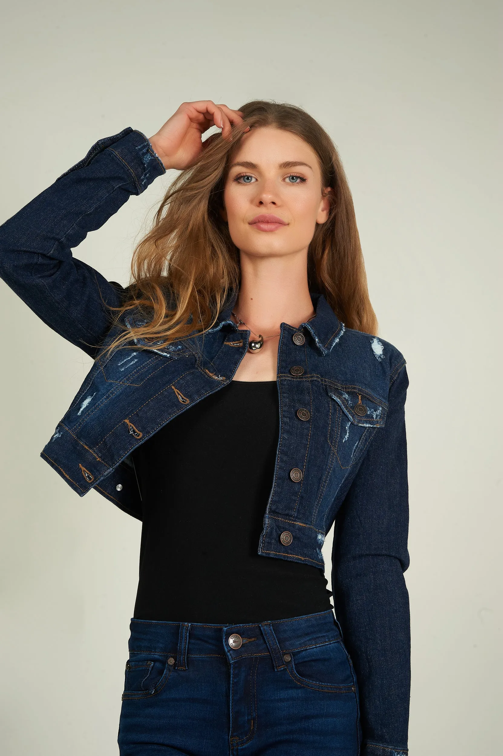 Veste courte en denim - EJ2055 - (E-C8)