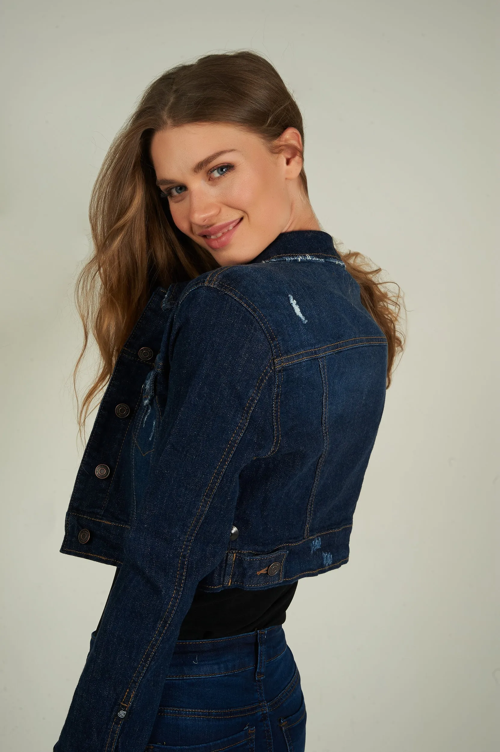 Veste courte en denim - EJ2055 - (E-C8)