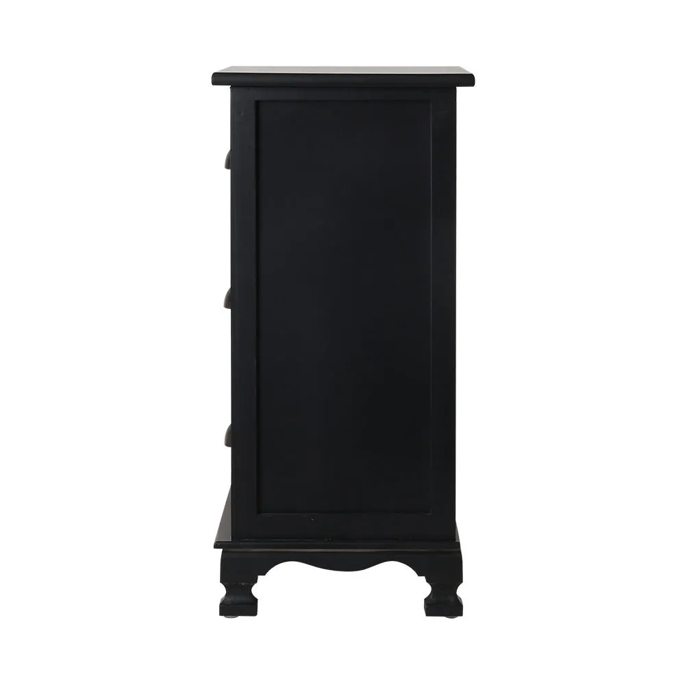 Vintage Bedside Table 3 Drawers Black