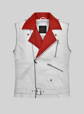 Volante White Leather Vest