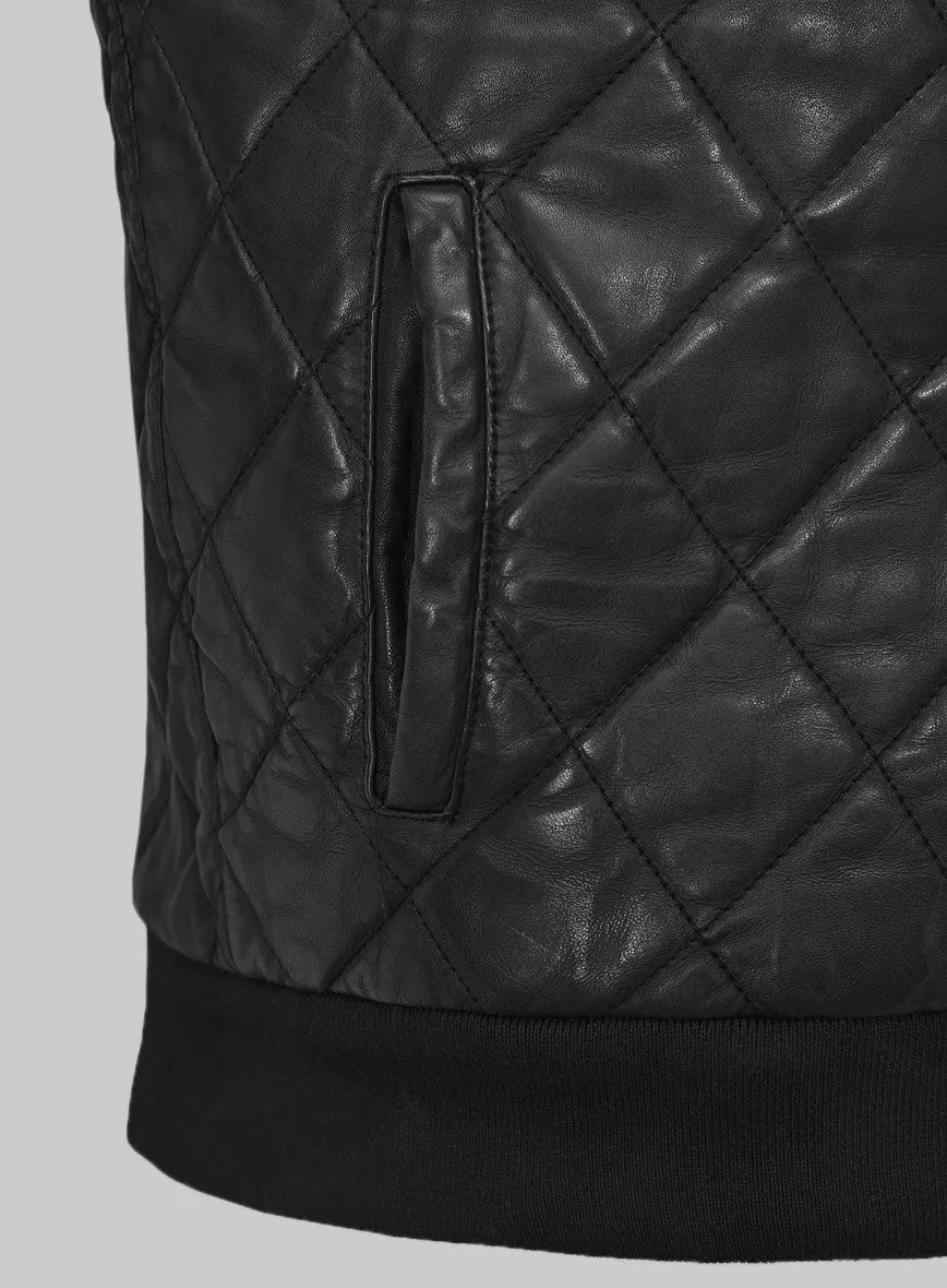 Vortex Hooded Black Leather Vest