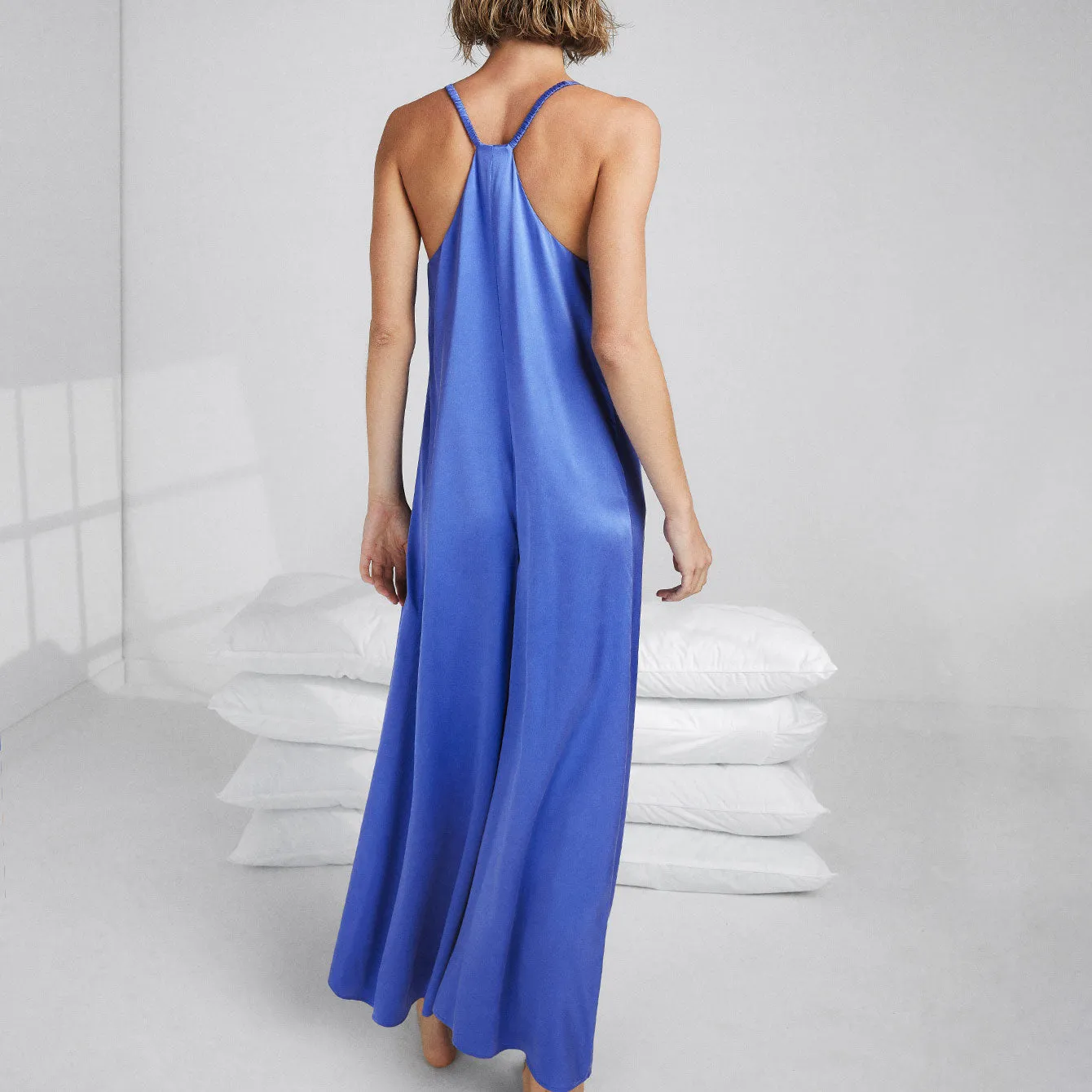 Washable Silk Elastic Strap Jumpsuit