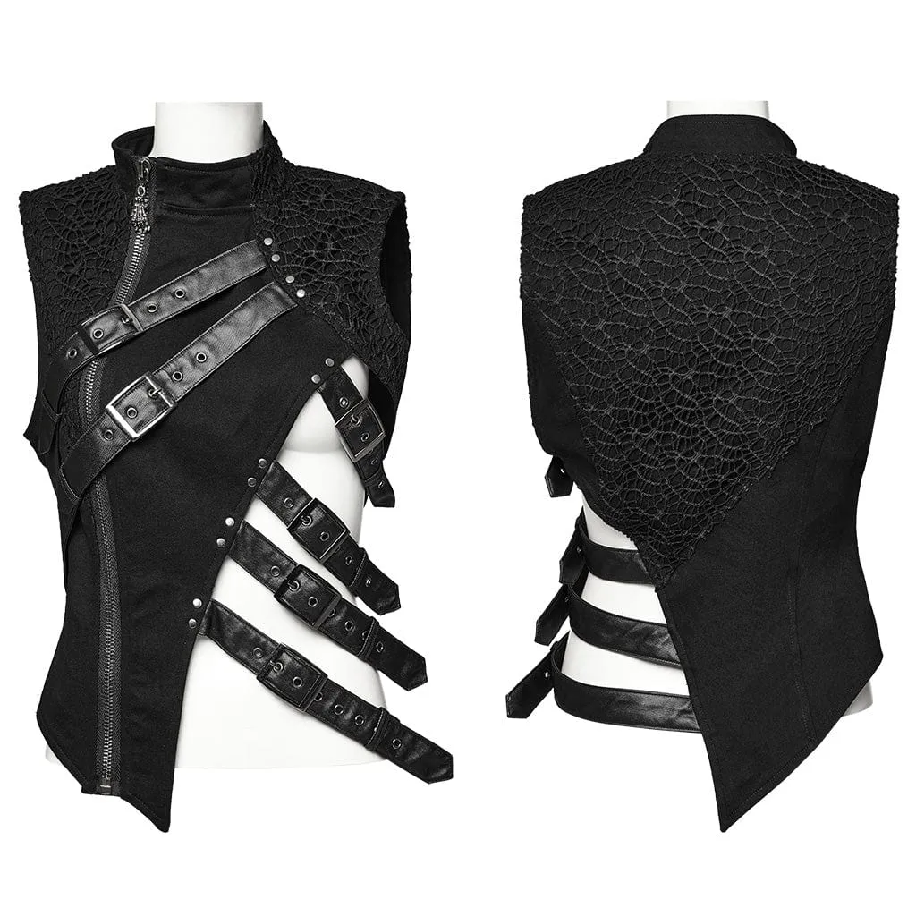 Women's Punk Asymmetric Stand Collar Vest