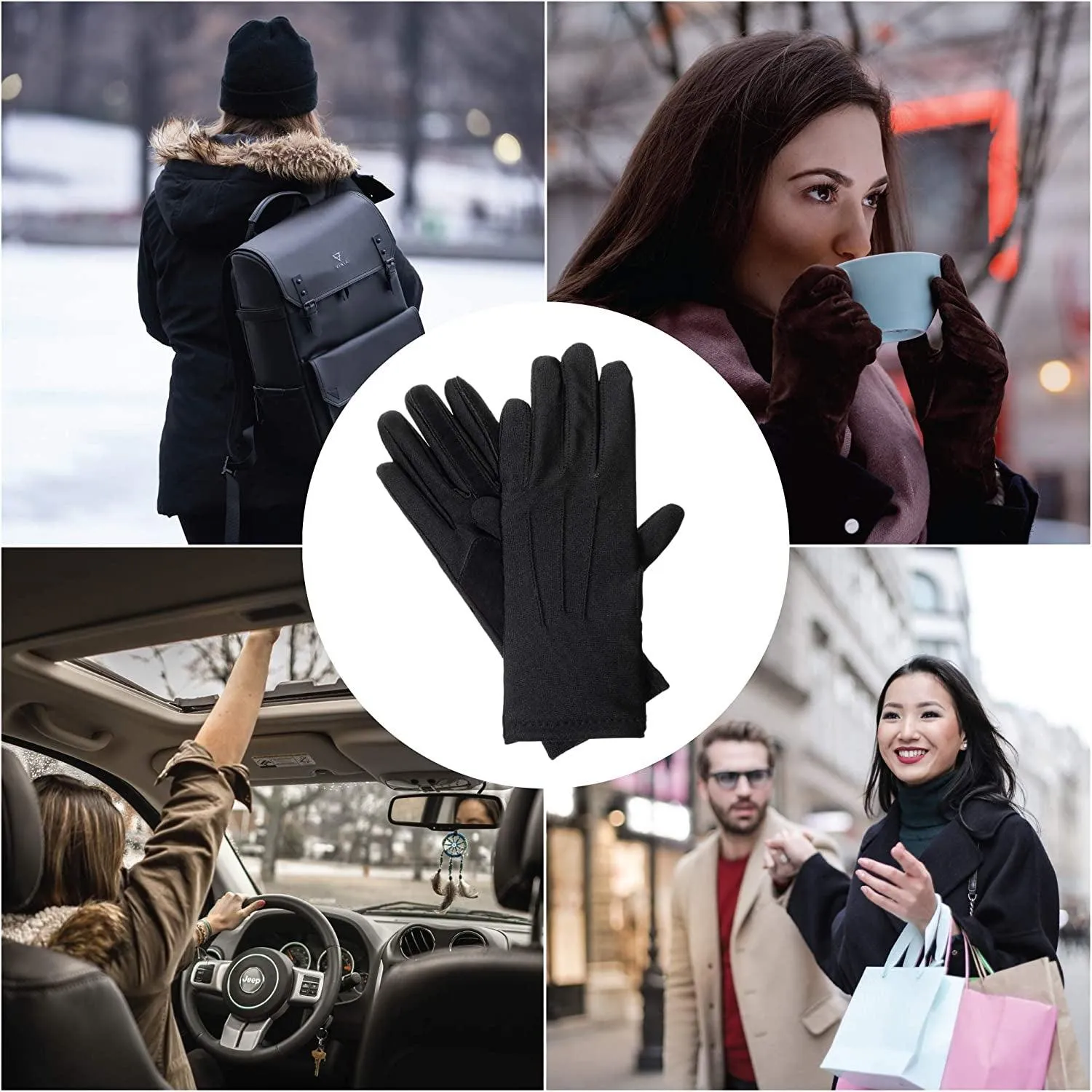 Womens Spandex Cold Weather Stretch Gloves with Warm Fleece Lininggloves