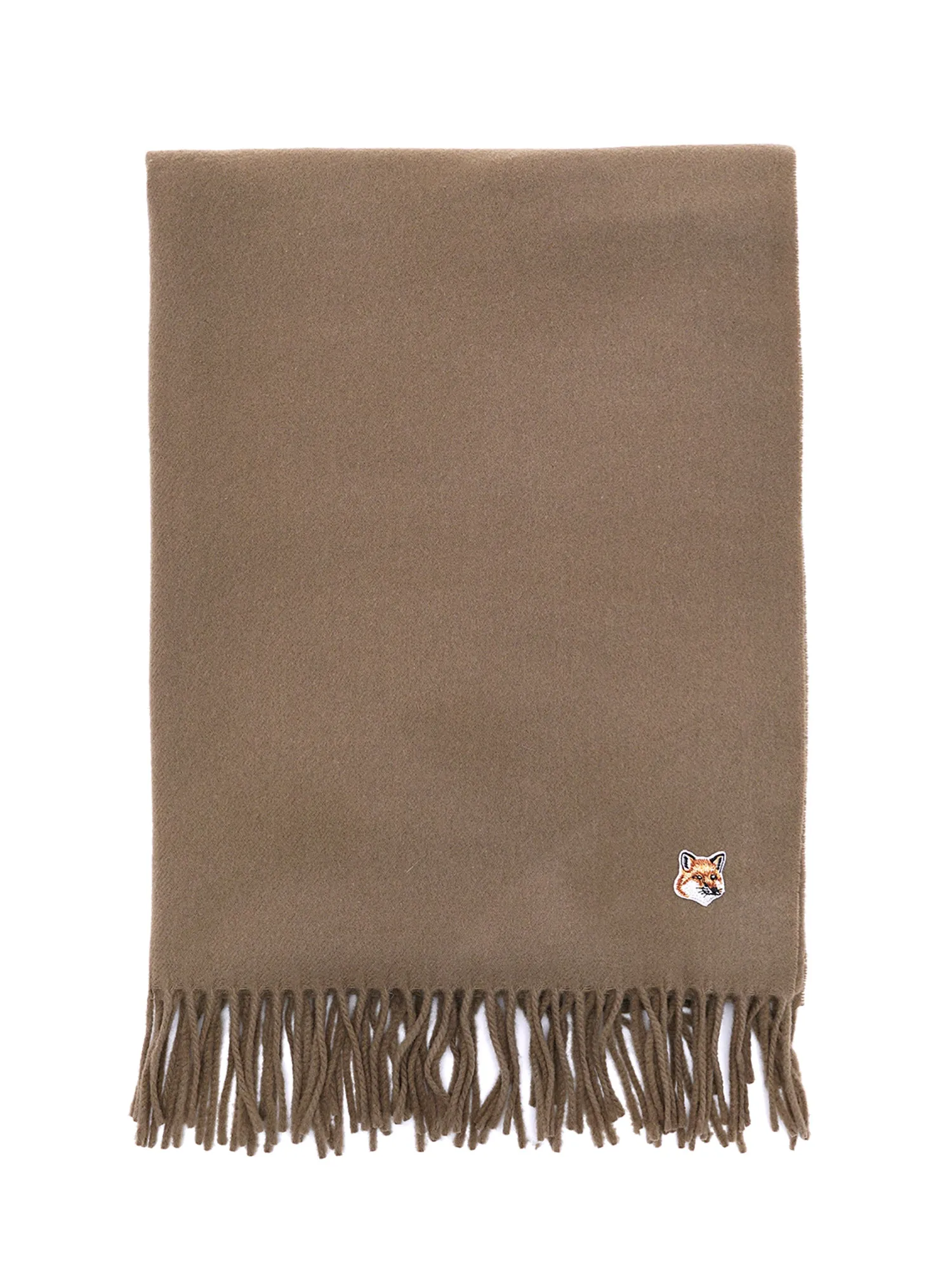 W_SMALL FOX HEAD WOOL SCARF_BEIGE