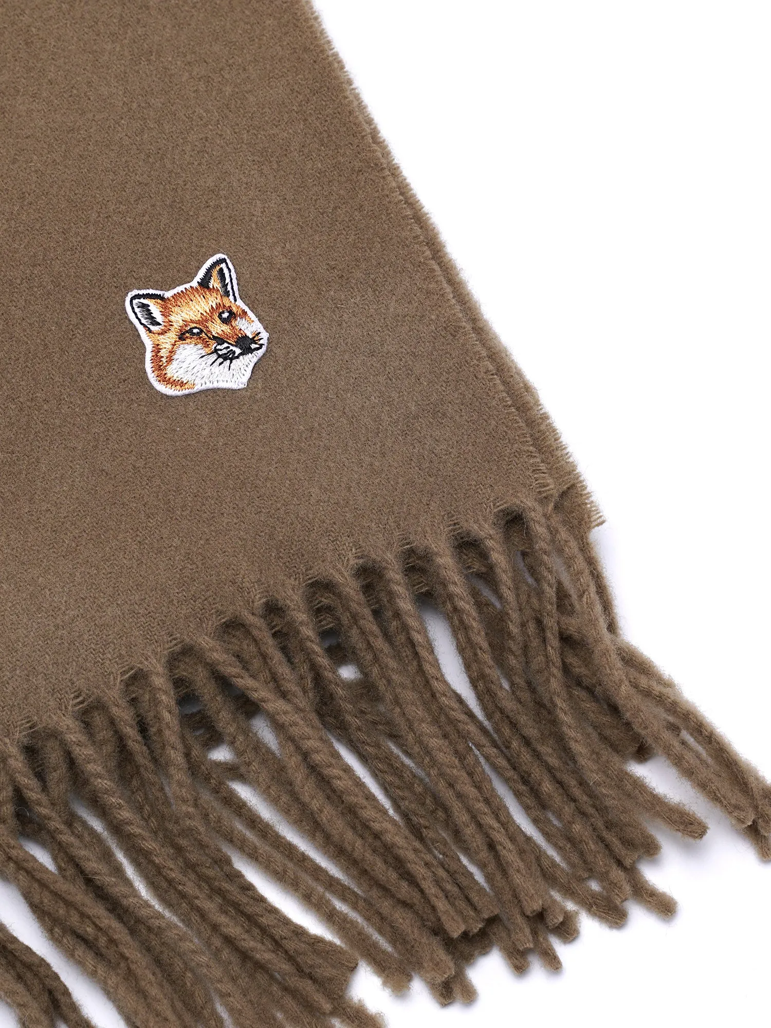 W_SMALL FOX HEAD WOOL SCARF_BEIGE