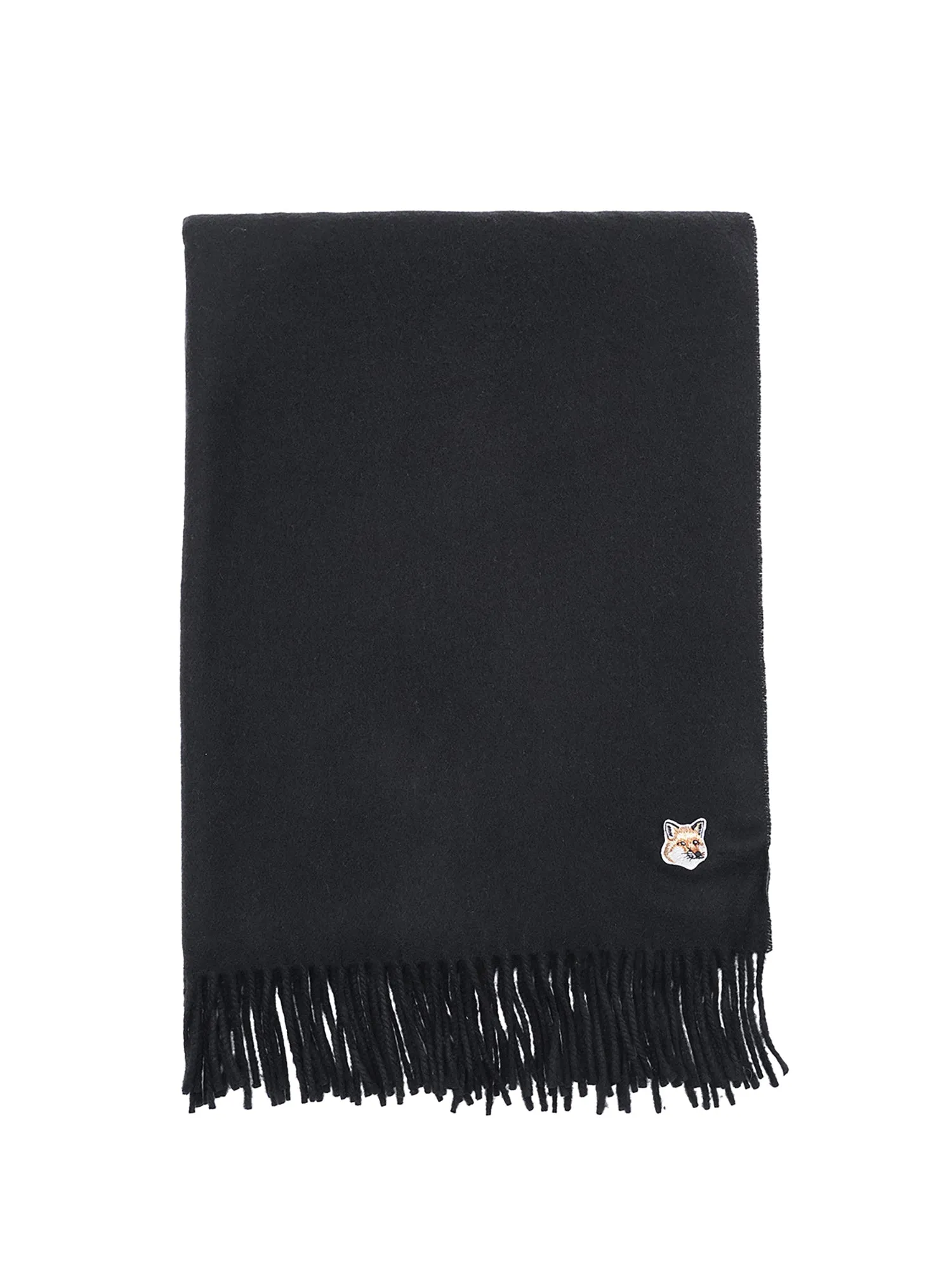 W_SMALL FOX HEAD WOOL SCARF_BLACK