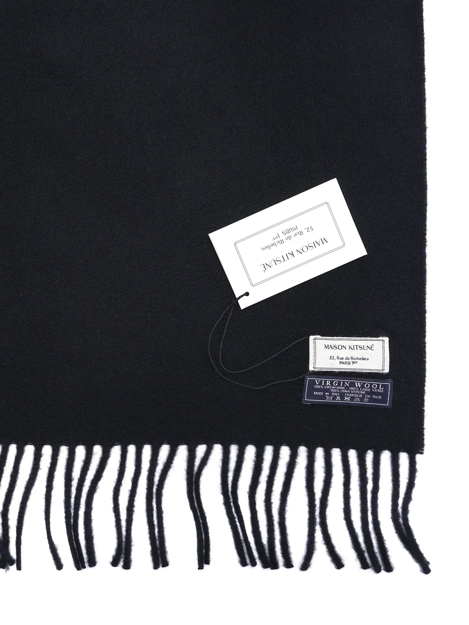 W_SMALL FOX HEAD WOOL SCARF_BLACK