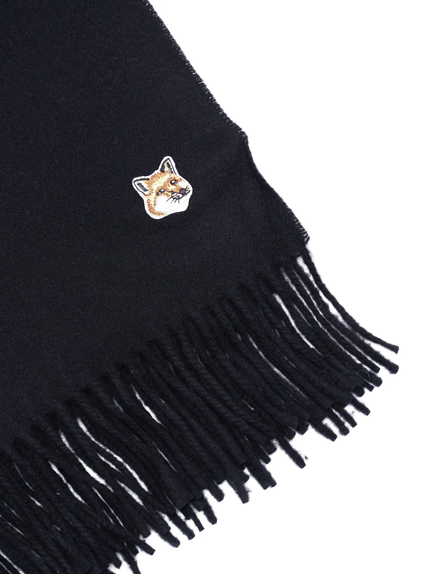 W_SMALL FOX HEAD WOOL SCARF_BLACK