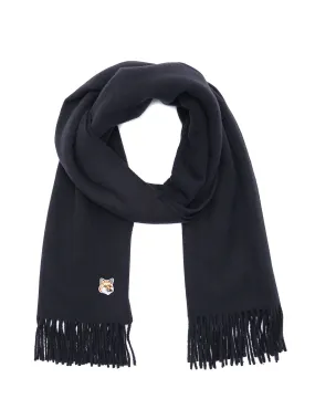 W_SMALL FOX HEAD WOOL SCARF_BLACK